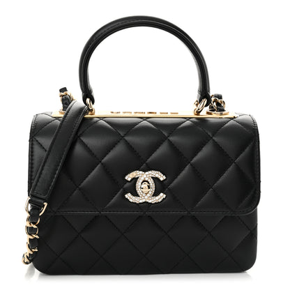 Chanel Lambskin Crystal Quilted Mini Trendy CC Dual Handle Flap Bag Black 1 of 10