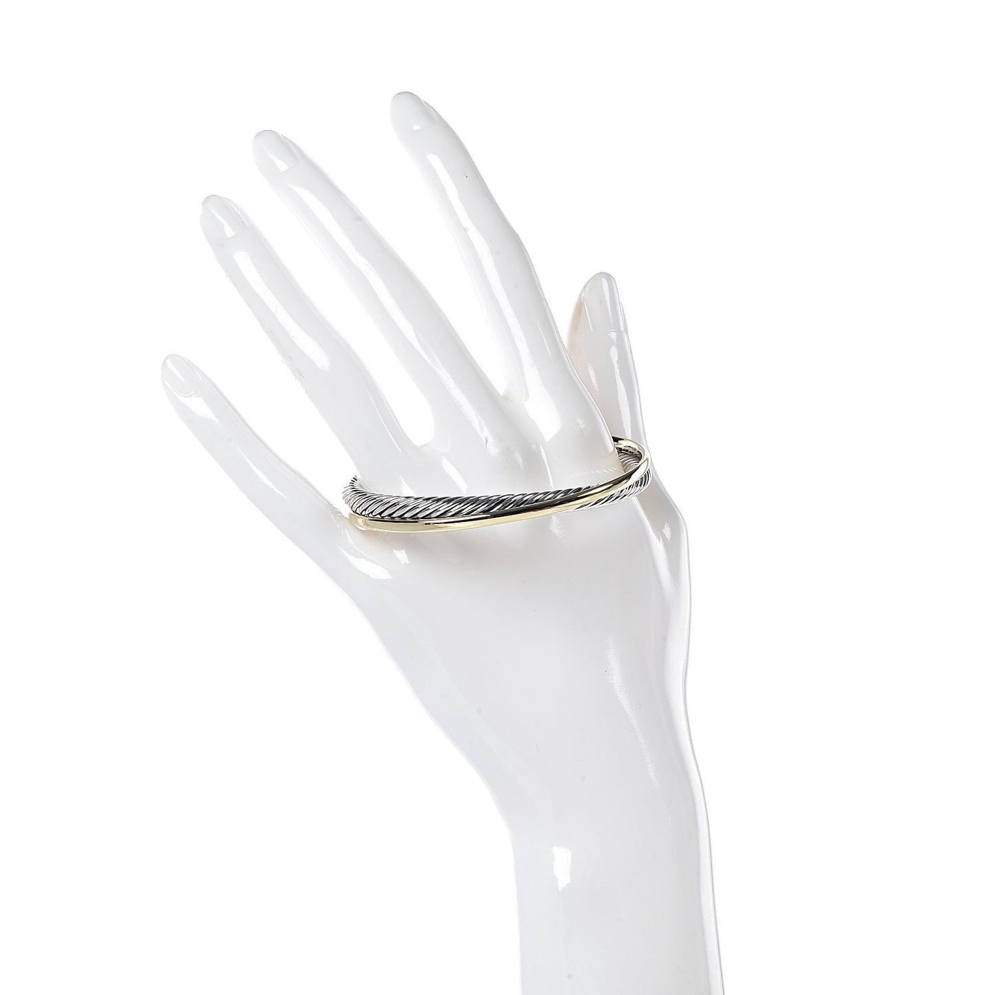 Sterling Silver 18K Yellow Gold 5mm Crossover Cuff Bracelet