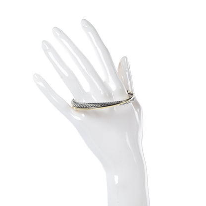 David Yurman Sterling Silver 18K Yellow Gold 5mm Crossover Cuff Bracelet 2 of 4