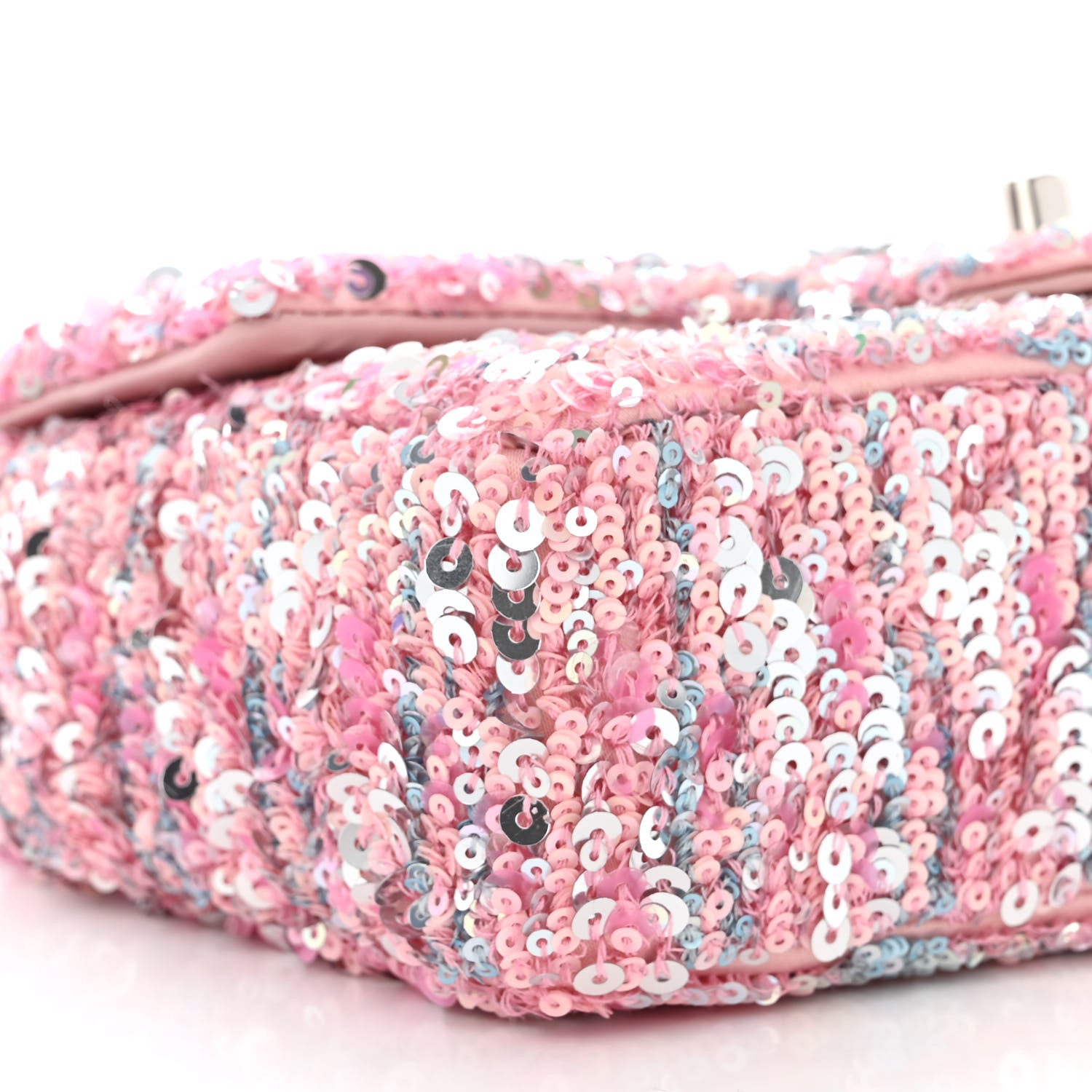 Chanel Sequin Mini Rectangular Flap Light Pink Silver 9 of 11