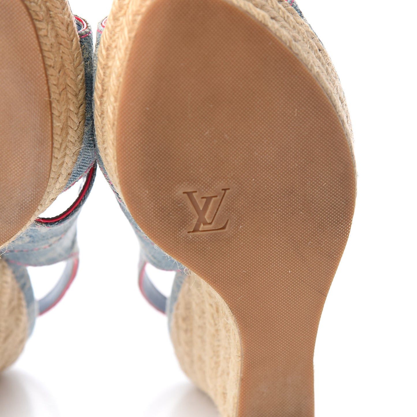 Denim Monogram Espadrille Wedge Sandals 40 Blue