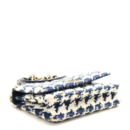 Chanel Tweed Quilted Chanel 19 Wallet On Chain WOC Ecru Navy Blue Multicolor 4 of 10