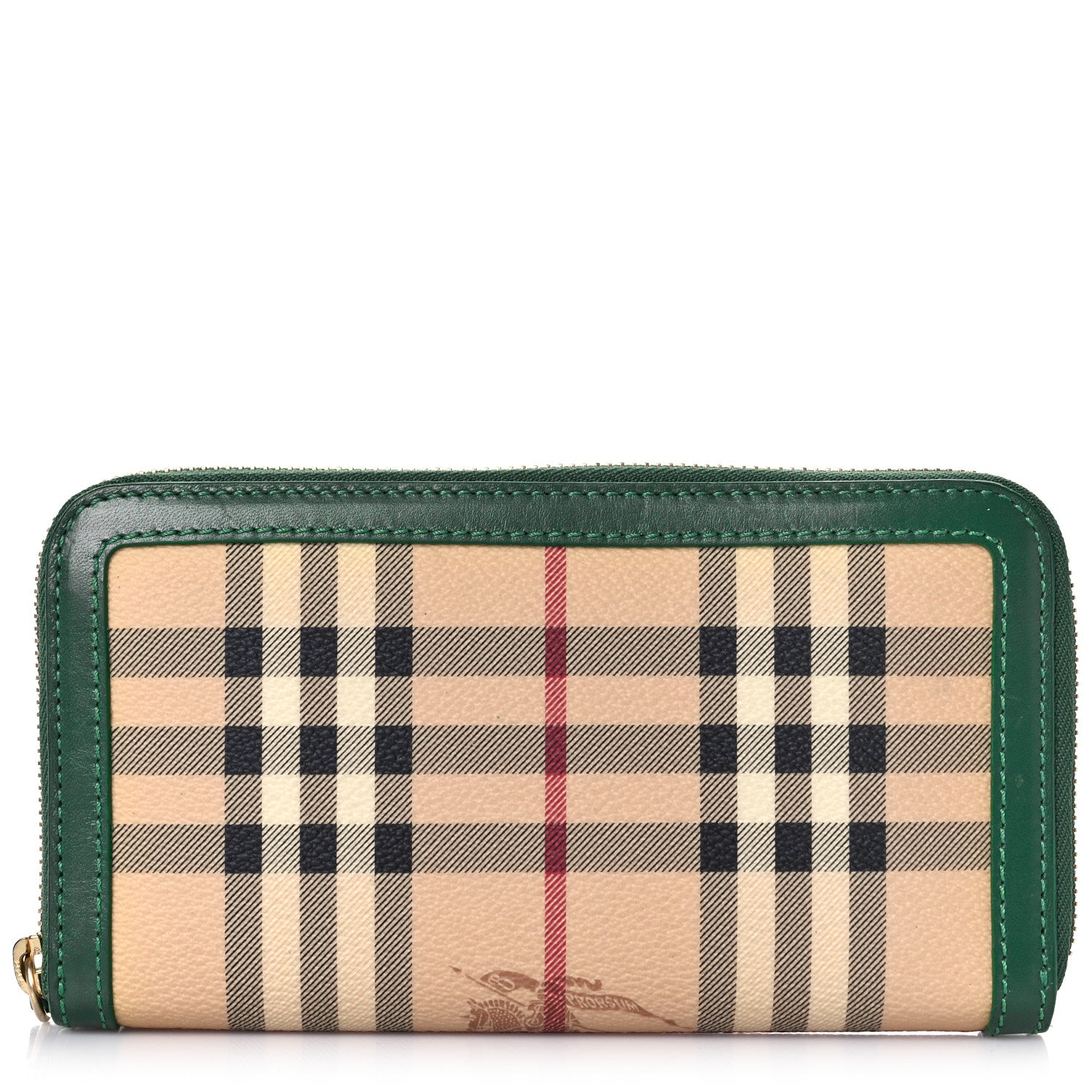 Burberry Haymarket Check Large Ziggy Zip Around Wallet Green 1 of 11