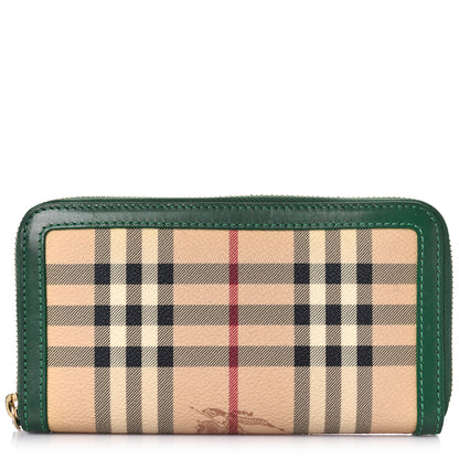 Burberry Haymarket Check Large Ziggy Zip Around Wallet Green 1 of 11