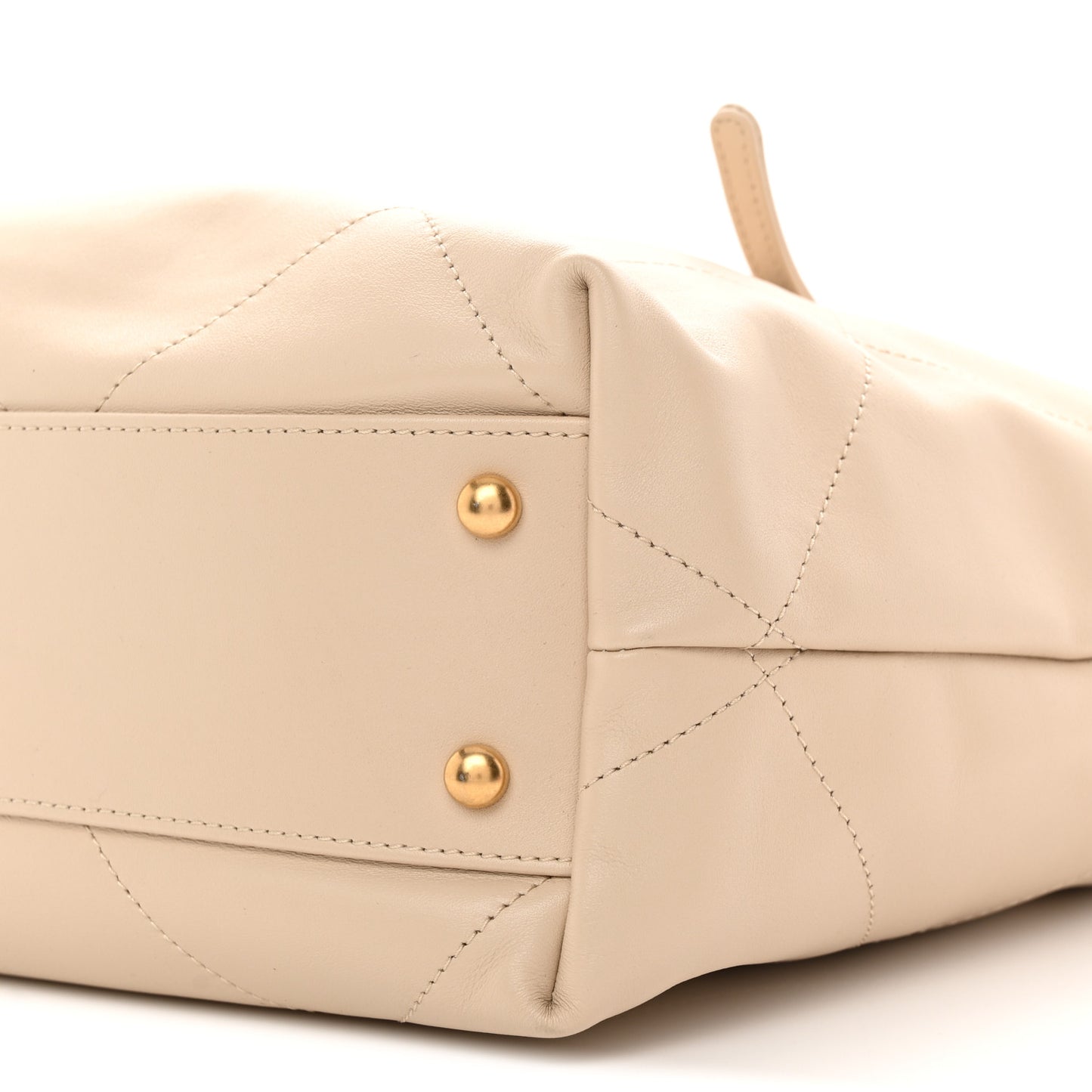 Calfskin Quilted Small Shopping Bag Beige