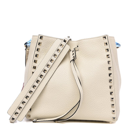 Valentino Garavani Grained Calfskin Rockstud Bucket Bag Ivory 1 of 8