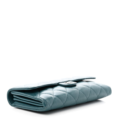 Chanel Caviar Quilted Large Gusset Flap Wallet Dark Turquoise 4 of 15