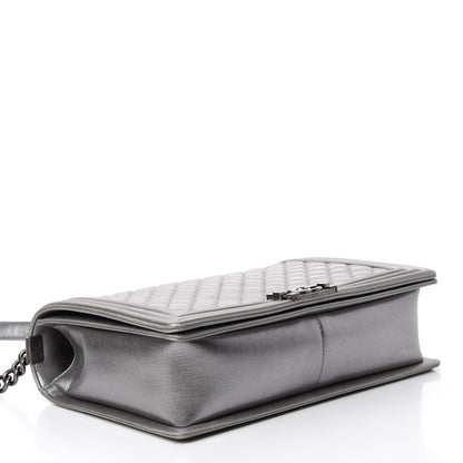 Chanel Metallic Calfskin Quilted Large Boy Flap Silver 5 of 14