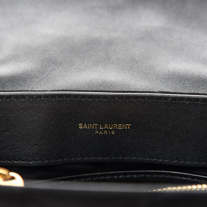 Saint Laurent Suede Calfskin Y Quilted Monogram Small Loulou Chain Satchel Black 9 of 11