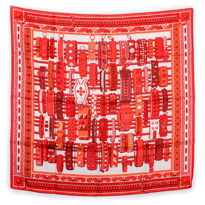 Hermes Silk Colliers de Chiens Scarf 90 Rouge Blanc Bordeaux 2 of 7