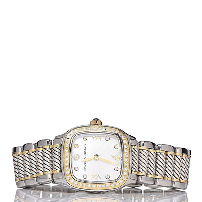 David Yurman Stainless Steel 18K Yellow Gold Diamond Mother of Pearl 25mm Thoroughbred Quartz Watch 3 of 8