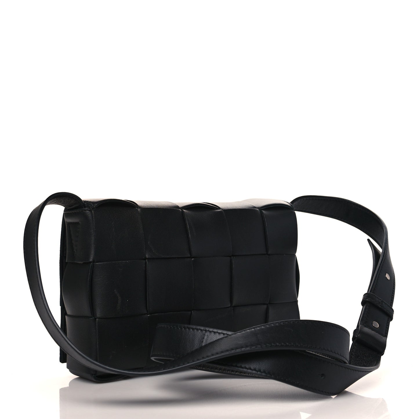 Lambskin Maxi Intrecciato Cassette Crossbody Bag Black