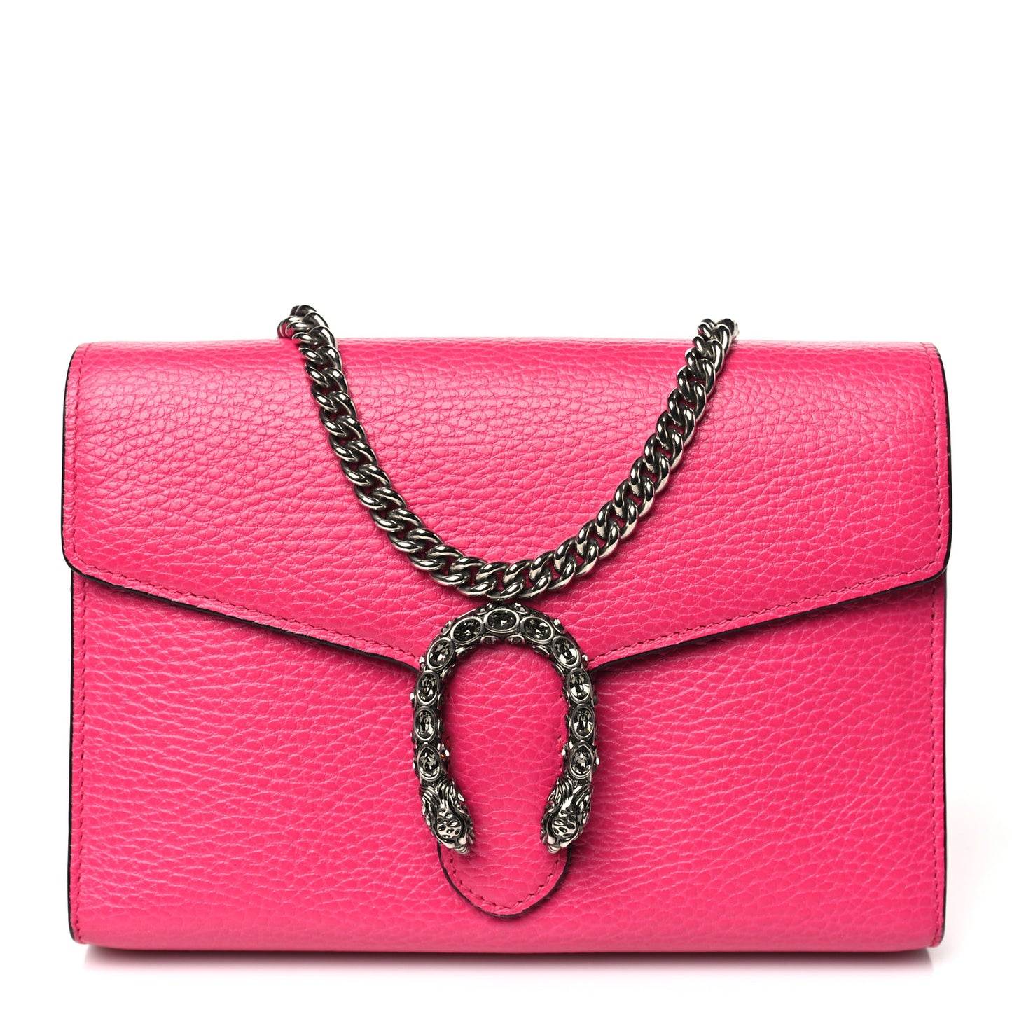 Dollar Calfskin Crystal Mini Dionysus Chain Wallet Box Pink