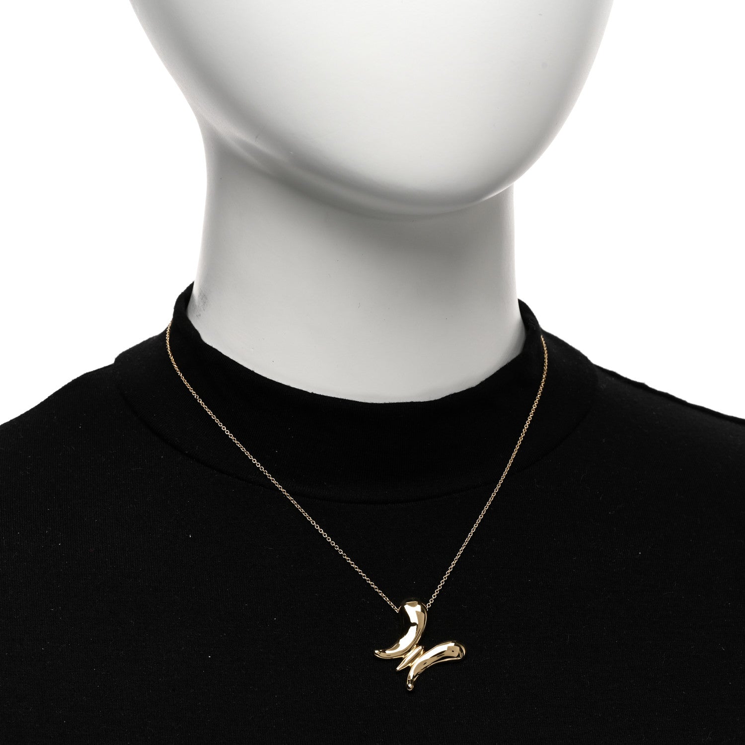 Tiffany 18K Yellow Gold Elsa Peretti Butterfly Pendant Necklace 2 of 4