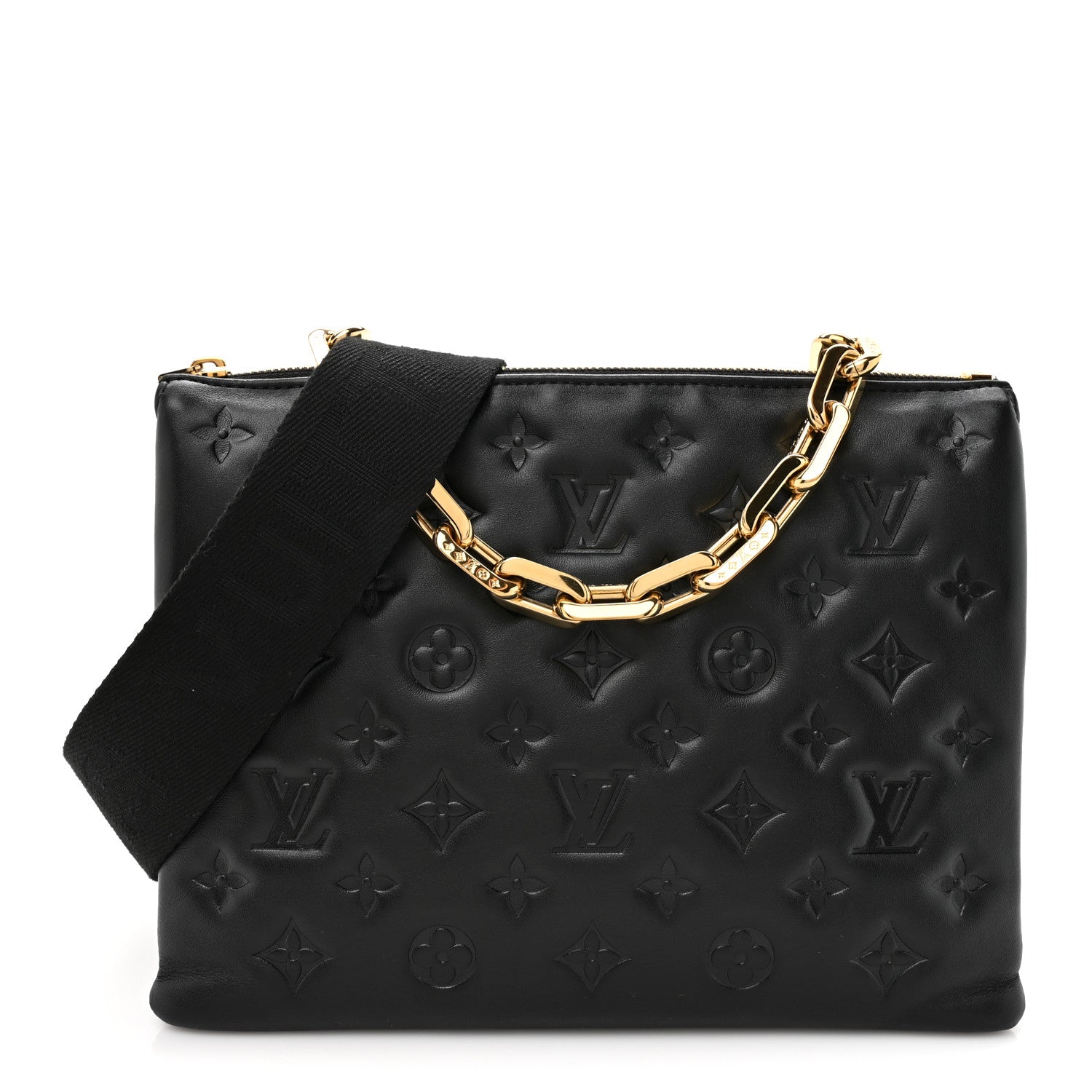 Louis Vuitton Lambskin Embossed Monogram Coussin PM Black 1 of 11