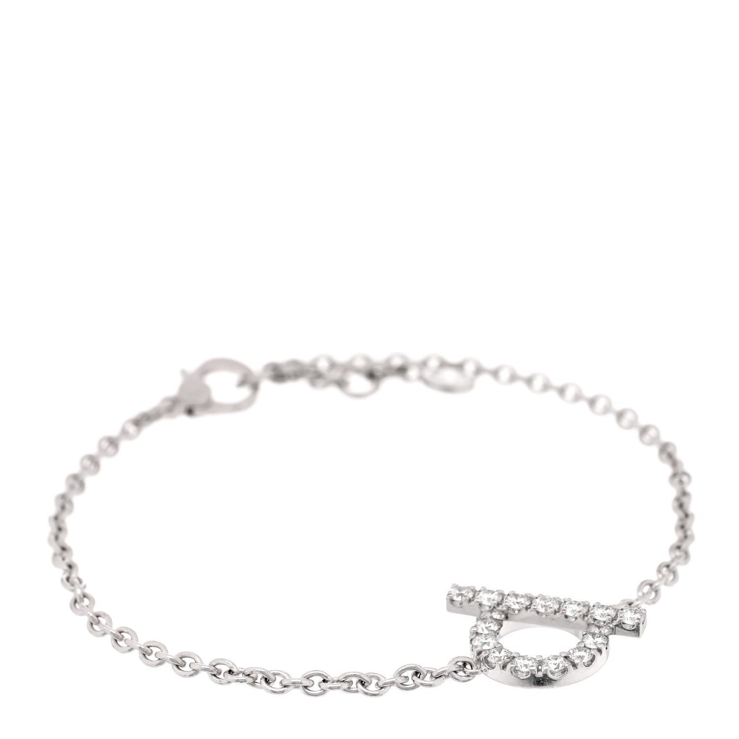 Hermes 18K White Gold Diamond Finesse Bracelet SH 1 of 3