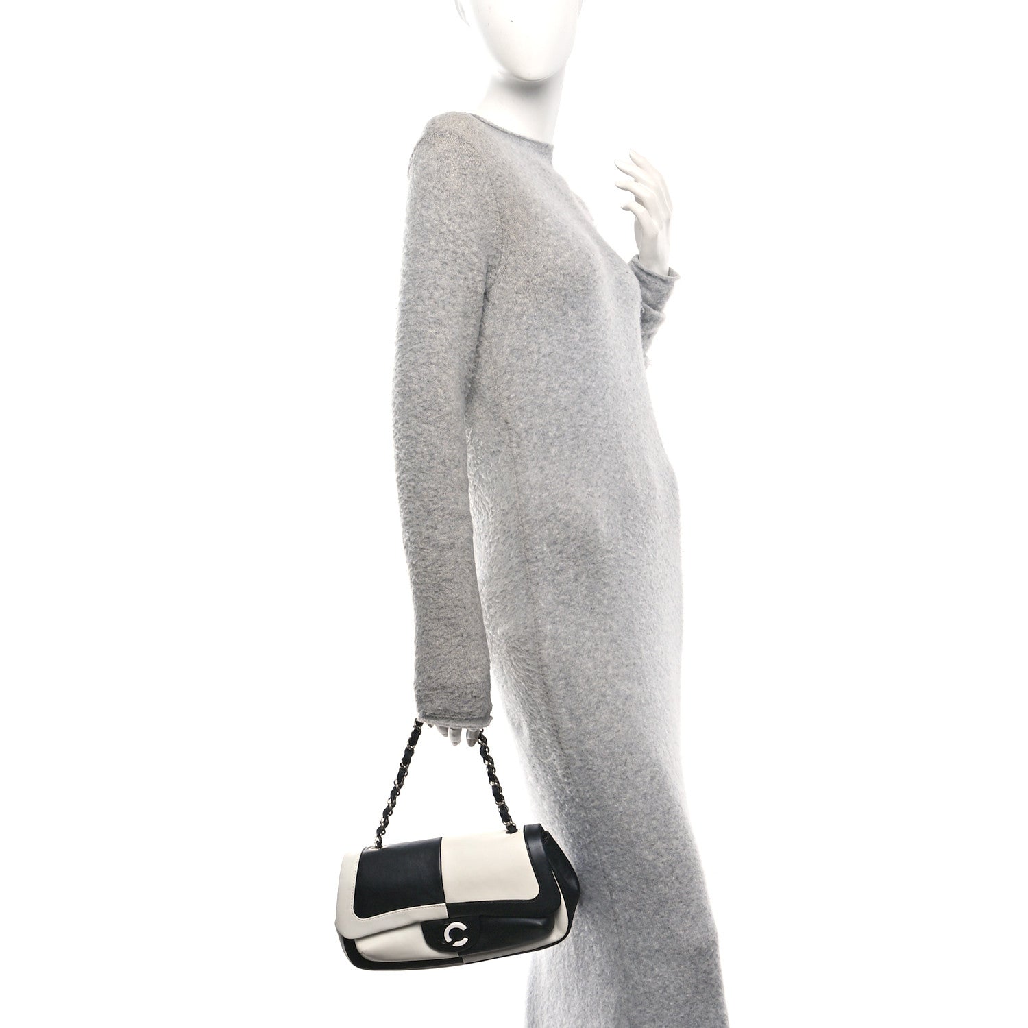 Chanel Lambskin Geometric Patchwork Mini Flap Black White 2 of 10