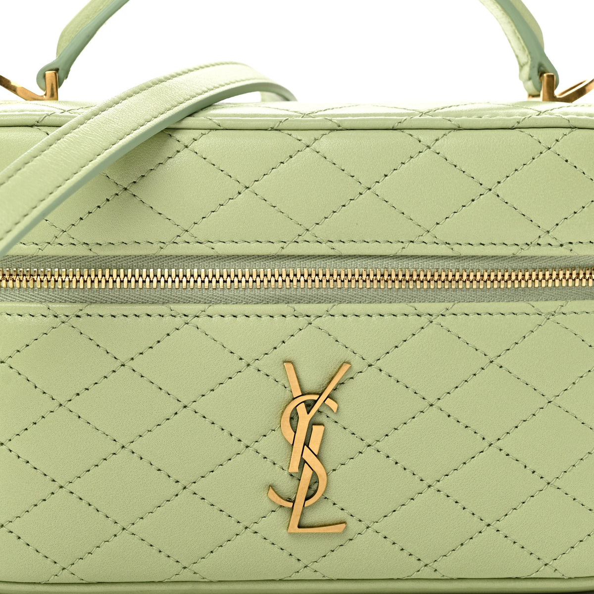 Saint Laurent Lambskin Quilted Gaby Vanity Bag Misty Jade 7 of 12