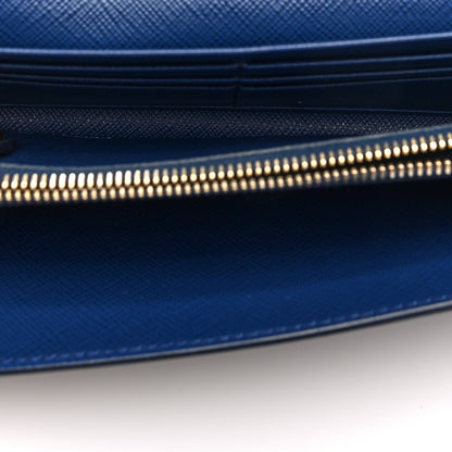 Prada Saffiano Monochrome Continental Wallet Blue 6 of 7