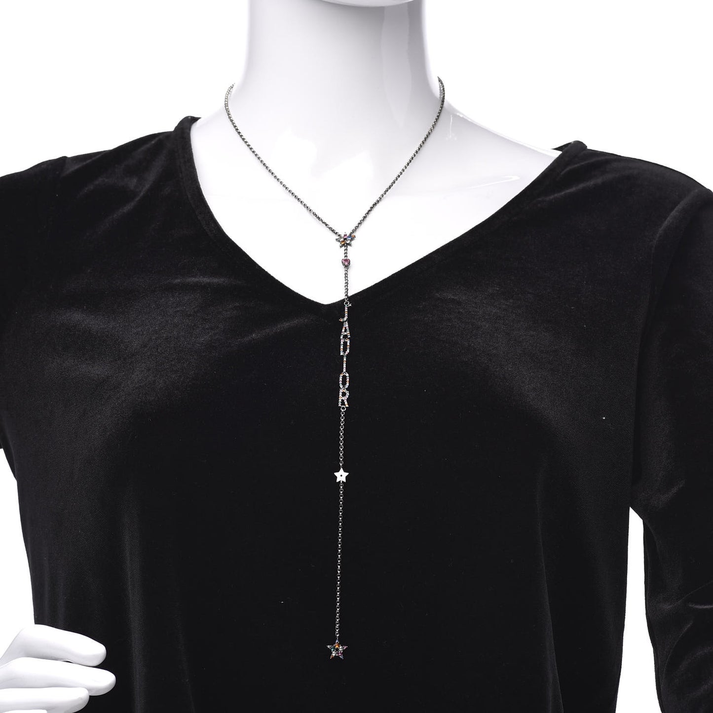 Crystal J'Adior Long Necklace Ruthenium Multicolor