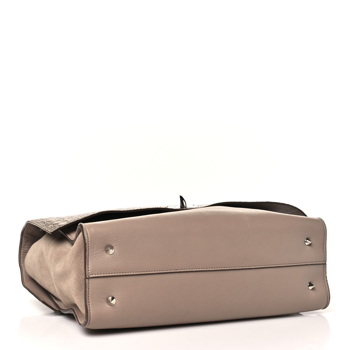 Calfskin Crocodile Embossed Medium Shark Lock Satchel Sand