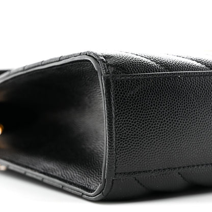 Saint Laurent Grain De Poudre Matelasse Chevron Large Monogram Satchel Black 9 of 10