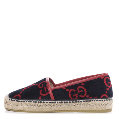 Gucci Terry Cloth GG Monogram Espadrilles 37 Blue Red 1 of 10
