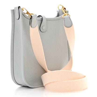 Hermes Taurillon Clemence Amazone Evelyne TPM Bleu Pale Nata 3 of 11