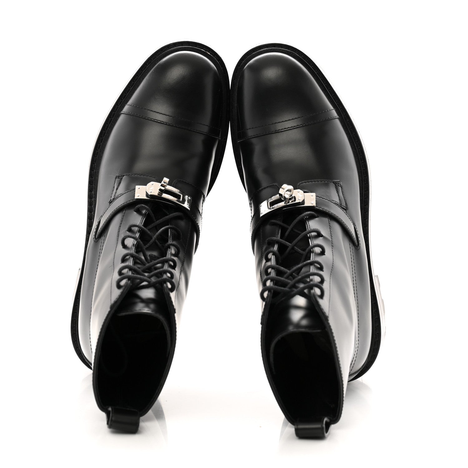 Hermes Glossed Calfskin Funk Ankle Boots 37 Black 2 of 14