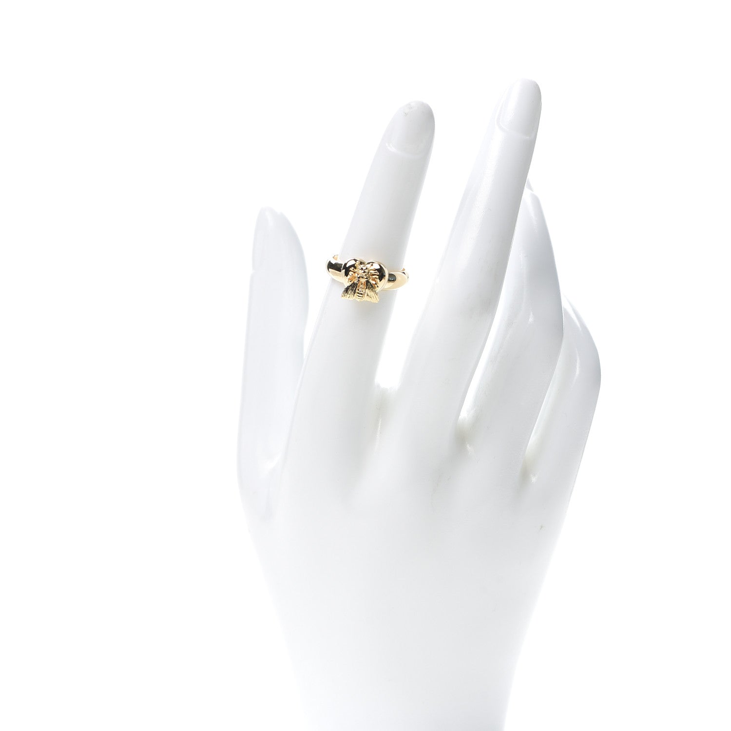 Gucci 18K Yellow Gold Bee Heart Ring 50 5.25 2 of 5