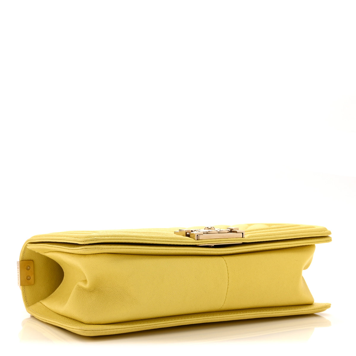 Caviar Chevron Quilted Medium Boy Flap Yellow