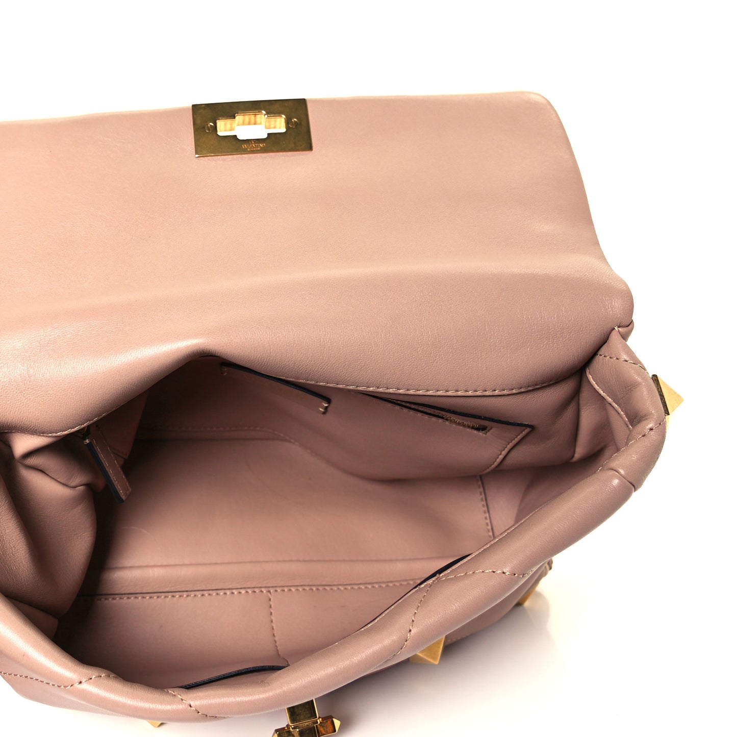 Nappa Large Roman Stud Shoulder Bag Rose Cannelle