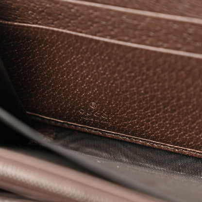 Gucci Monogram Jumbo GG Textured Dollar Calfskin Diana Zip Around Continental Wallet Camel Ebony New Acero 6 of 8