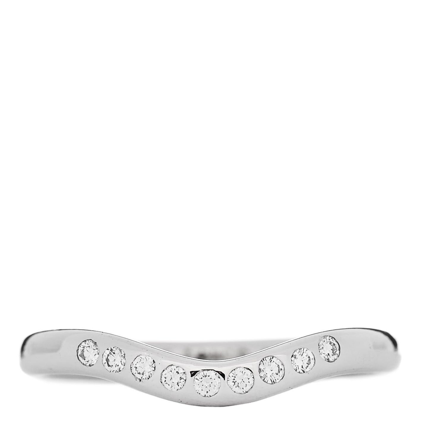 Platinum Diamond Elsa Peretti Curved Wedding Band Ring 45 3.5