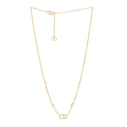 Christian Dior Metal Crystal Pearl Clair D Lune Necklace Gold 3 of 5