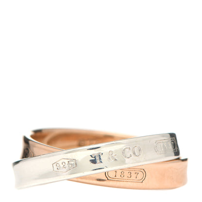 Tiffany Sterling Silver 18K Rose Gold 1837 Interlocking Circles Ring 53 6.5 1 of 4