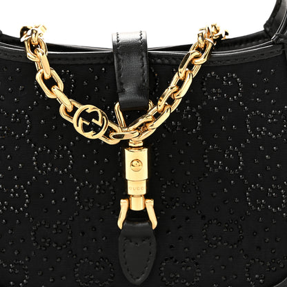 Gucci New Canvas Charisma Calfskin Crystal GG Monogram Mini Jackie 1961 Hobo Black 8 of 10