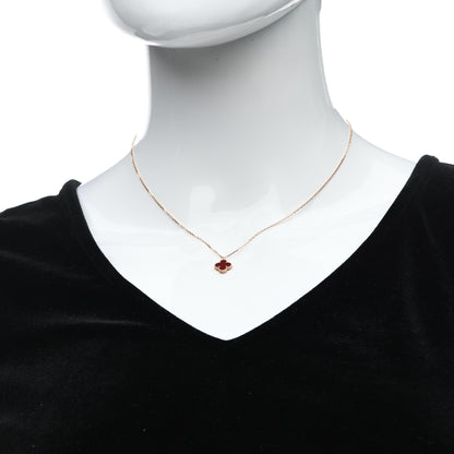 Van Cleef & Arpels 18K Rose Gold Carnelian Sweet Alhambra Pendant Necklace 2 of 6