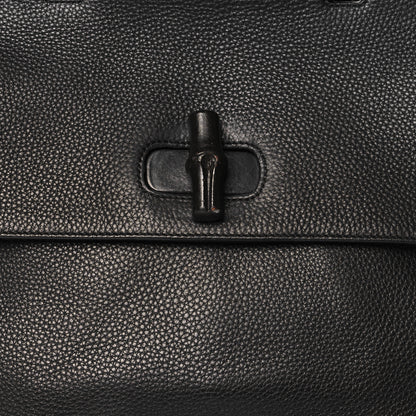 Gucci Pebbled Calfskin Large Bamboo Daily Top Handle Bag Black 7 of 10