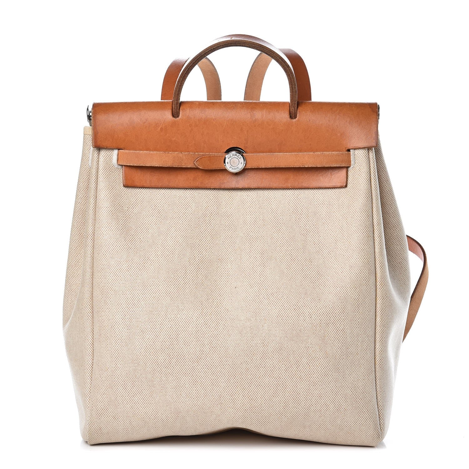 Hermes Toile Vache Calfskin Herbag 30 PM Backpack Natural 1 of 15