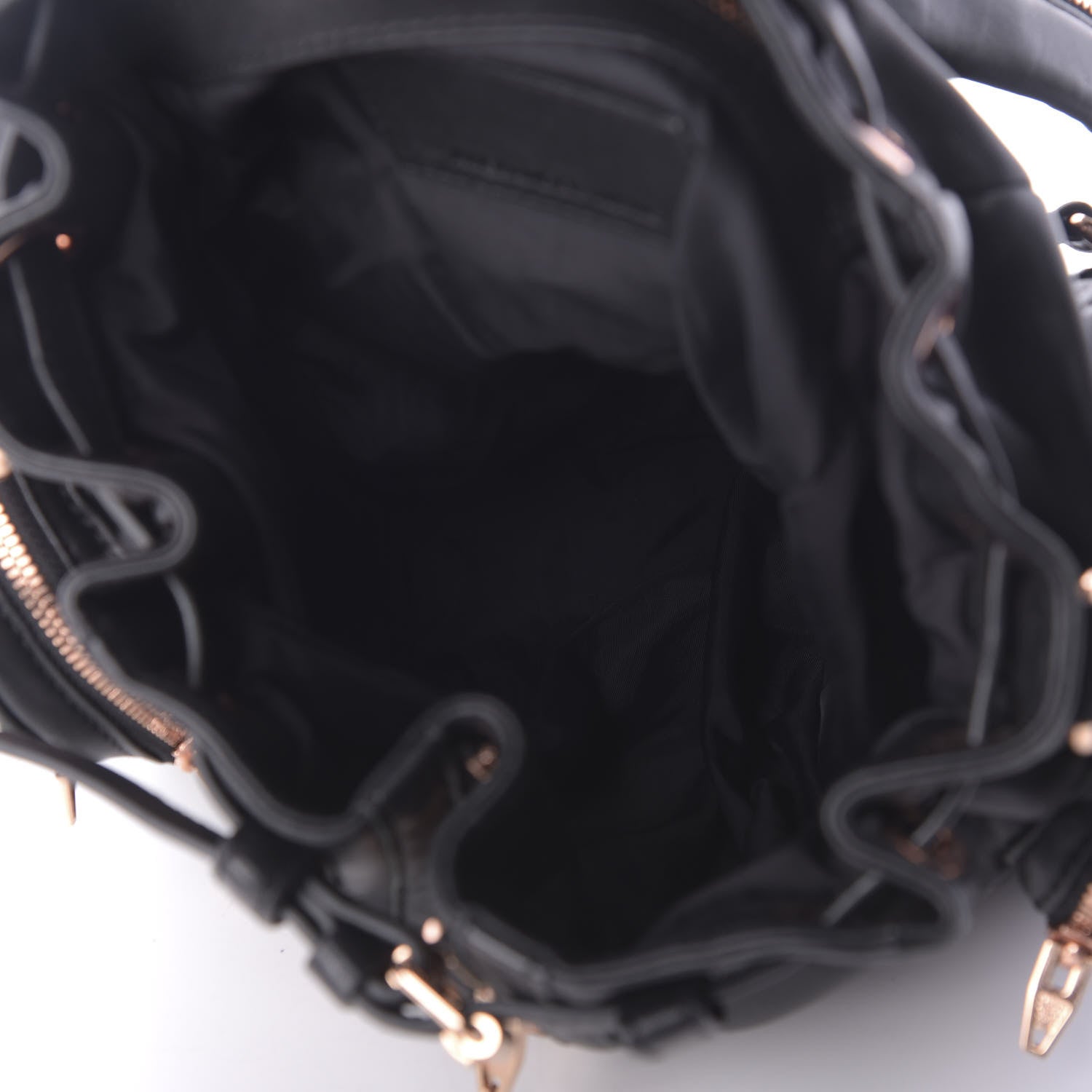 Alexander Wang Lambskin Marti Backpack Bag Washed Black Rose Gold Hardware 4 of 8