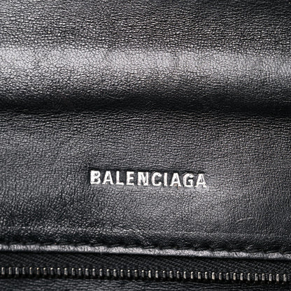 Balenciaga Shiny Calfskin Monochrome Crocodile Embossed Small Hourglass Top Handle Bag Black 6 of 21