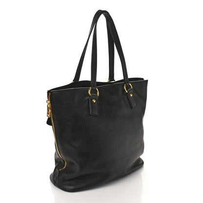 Prada Vitello Daino Side Zip Tote Black 2 of 8
