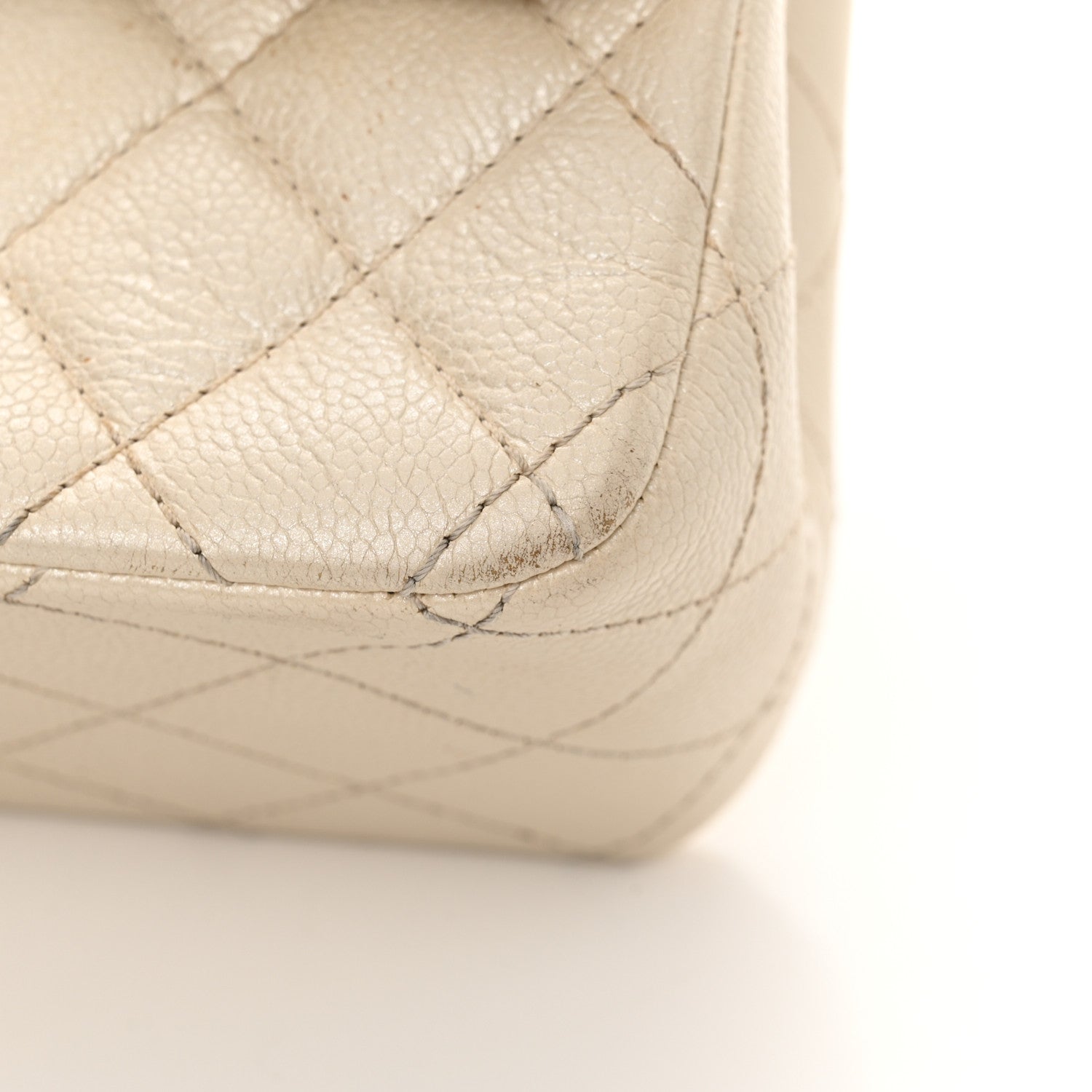 Chanel Iridescent Caviar Quilted Jumbo Double Flap Dark White 18 of 20