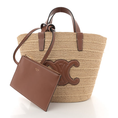 Celine Raffia Calfskin Triomphe Teen Panier Tan 2 of 10