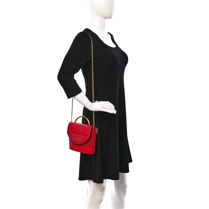 Chloe Calfskin Crocodile Embossed Small Aby Lock Dusky Red 2 of 9