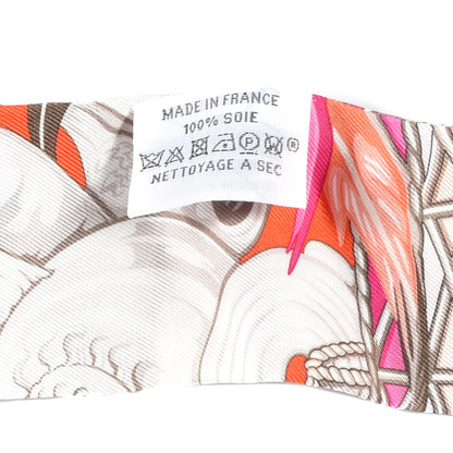 Hermes Silk La Danse Pacifique Twilly Orange Fuchsia Kaki 4 of 4