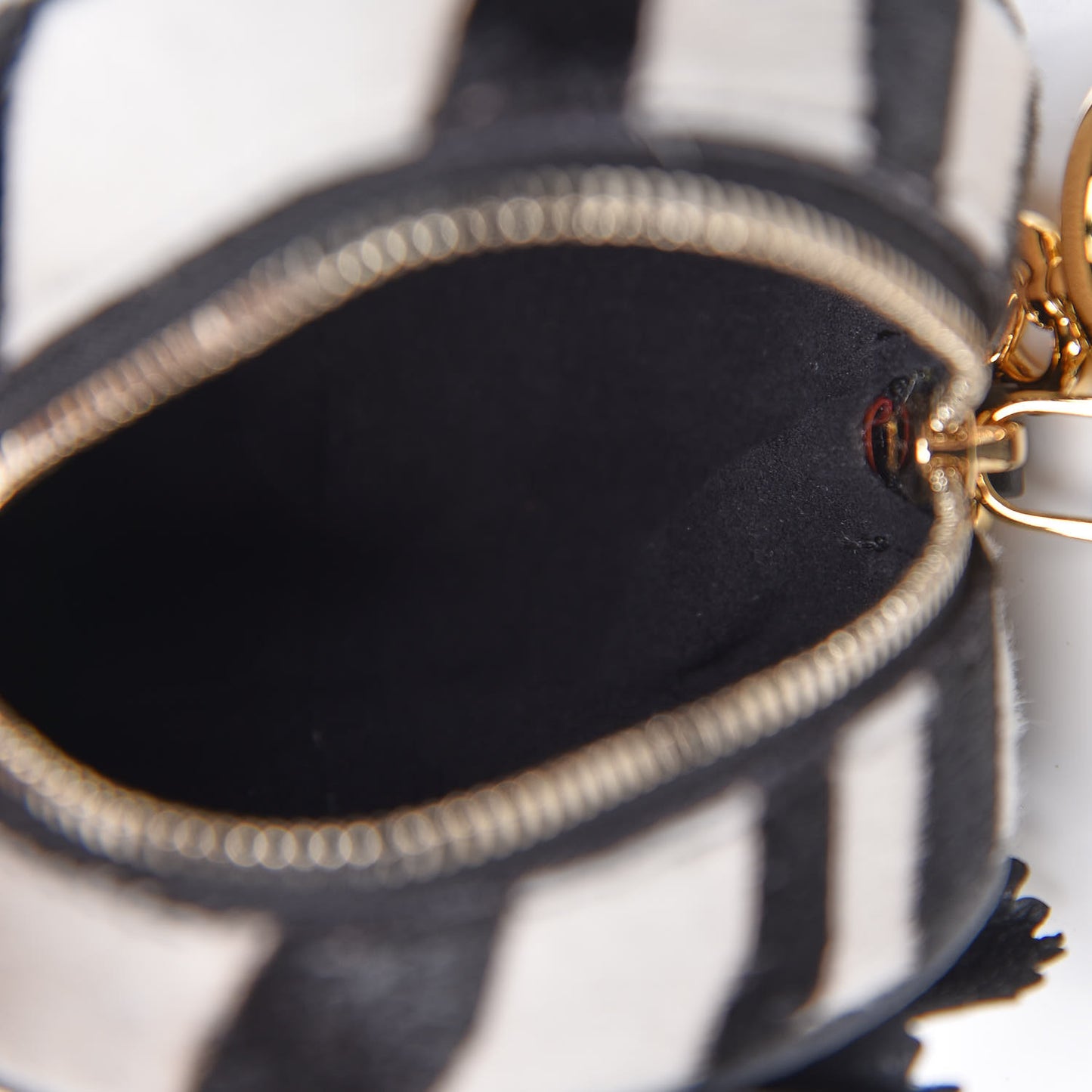 Snakeskin Calf Hair Zip Round Coin Purse Black