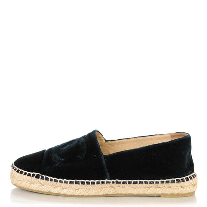 Chanel Velvet CC Espadrilles 40 Navy Black 1 of 10
