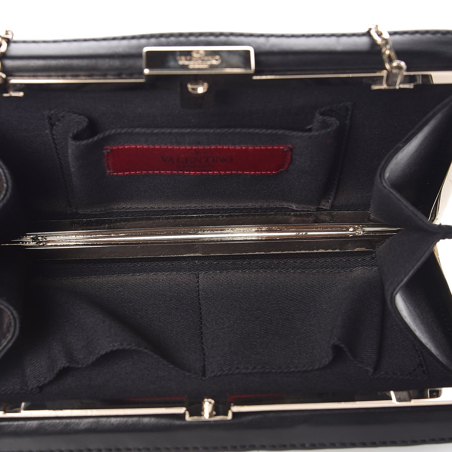 Nappa Crystal Embellished Secrets Minaudiere Clutch Black